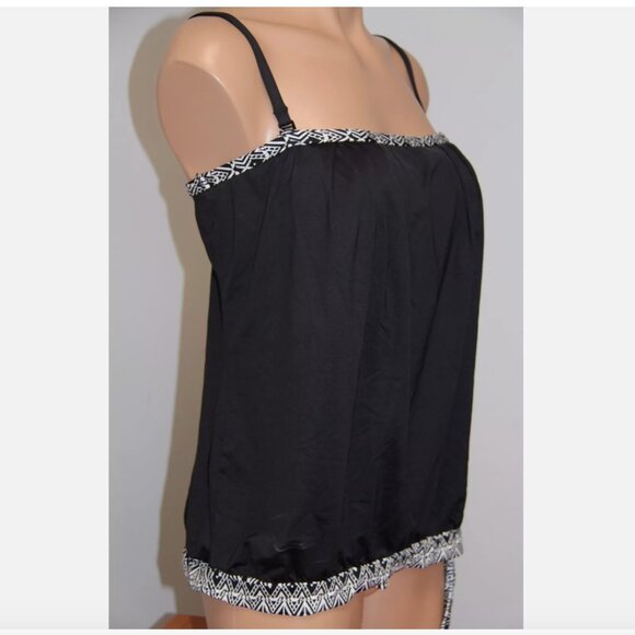 NWT 24th & Ocean by VM Swimsuit Tankini Top Bandeau Tank Black - Picture 3 of 4